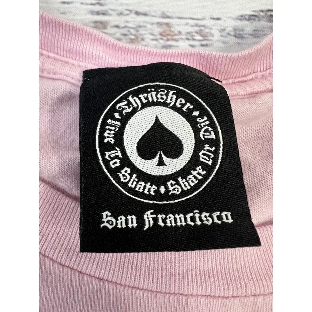 Thrasher Magazine Godzilla Logo Light Pink Womens Skateboard T-Shirt Size L - Picture 10 of 10